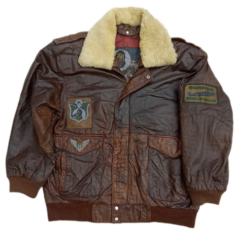 خرید کاپشن خلبانی مردانه چرم مدل وینتیج امریکایی برند AYM اورجینال چرم