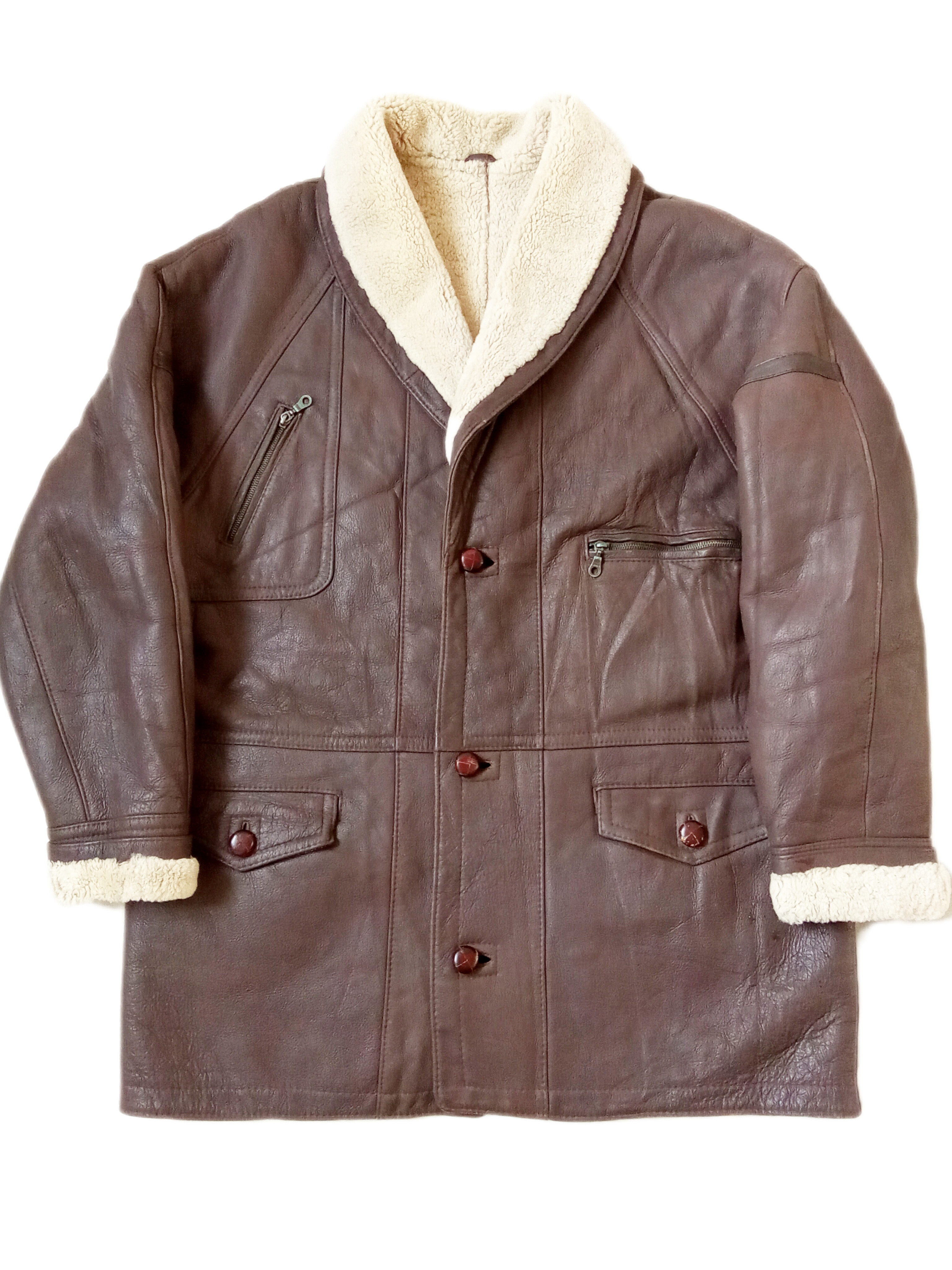 کاپشن بوفالوی مردانه چرم و پشم طبیعی(xxxxl)